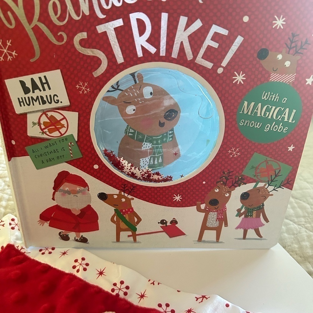 MY FIRST RUDOLPH Snuggle Security Blanket & Reindeer on Strike Book / BRAND NEW - Picture 5 of 9
